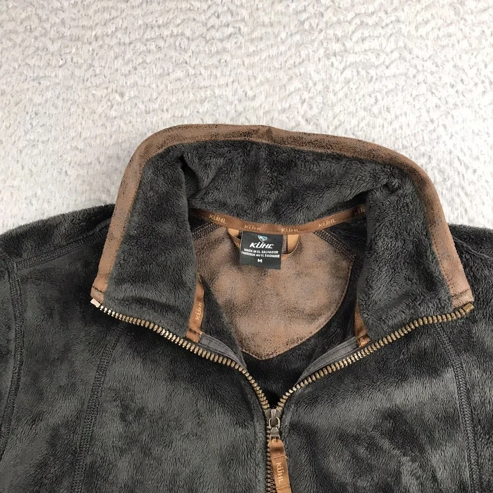 Kuhl Flight Jacket Womens M Dark Brown Deep Pile High Loft Fleece Zip Up Sweater